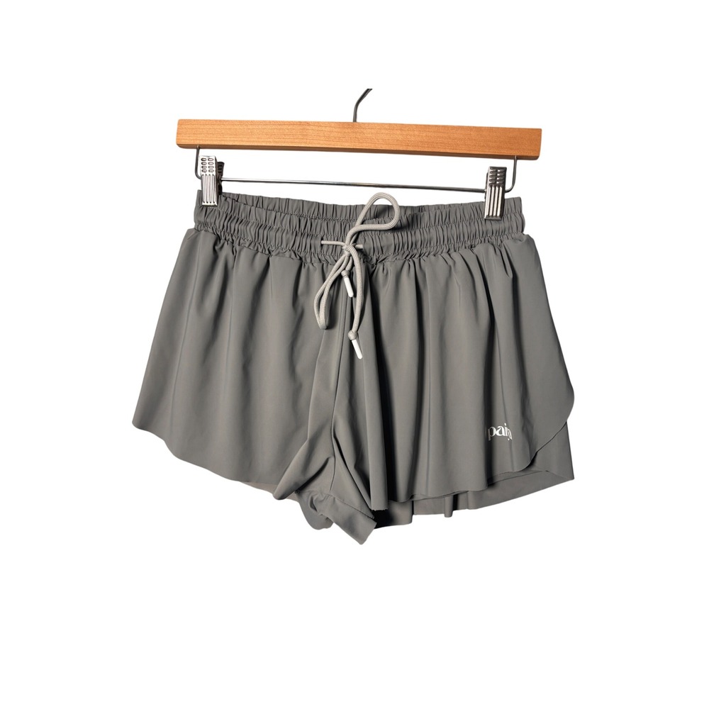 Paiya Womens Athletic Shorts Size 6 Gray Flowy Double Layer Activewear Sporty